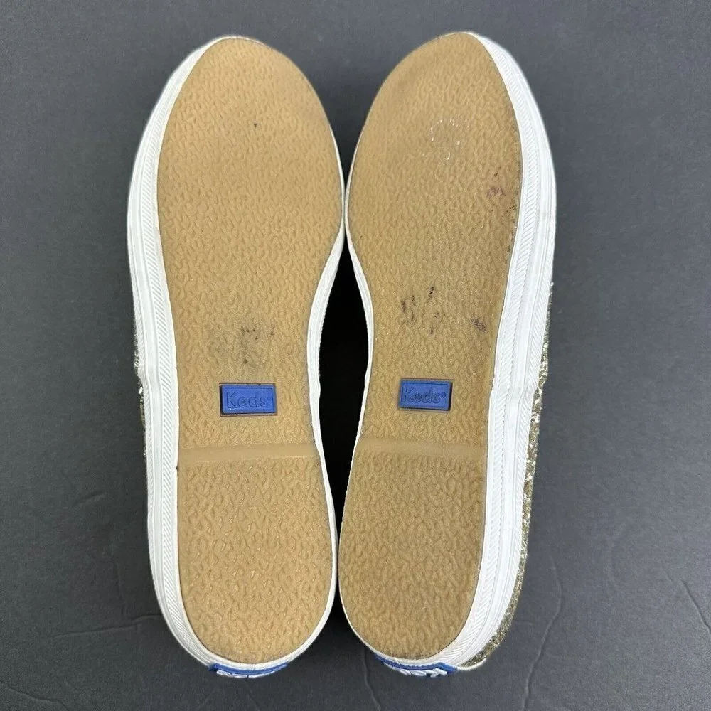 Keds For Kate Spade 7 Gold Glitter‎ Platinum Lace Up Shoes Womens